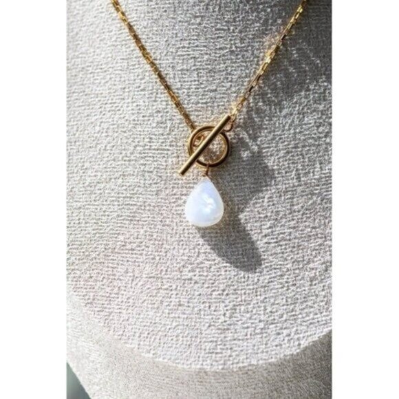 Moonstone Toggle clasp necklace Gold non-tarnish chain rainbow moonstone - Picture 8 of 12